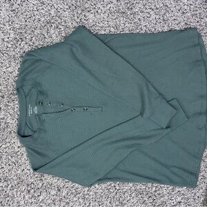 Green Henley Long Sleeve Shirt- American Eagle